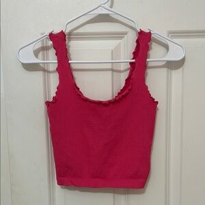Nikibiki Ribbed Crop Tank Top Pink One Size